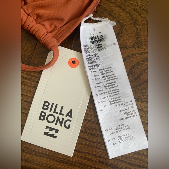 Billabong Sol Searcher Tanga Bikini Top Only in Color Henna NWT - Picture 5 of 6